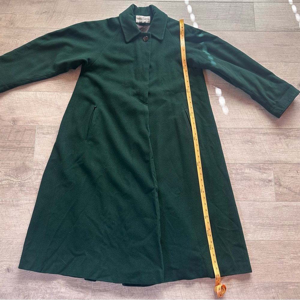 Casual Corner 100% Wool Dark Green Trench Over Coat - Picture 13 of 13